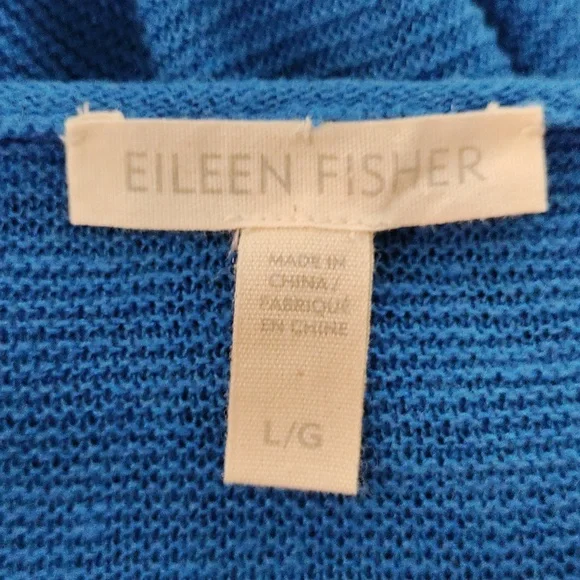 04529 Eileen Fisher royal blue organic linen long sleeve sweater L - Picture 9 of 10